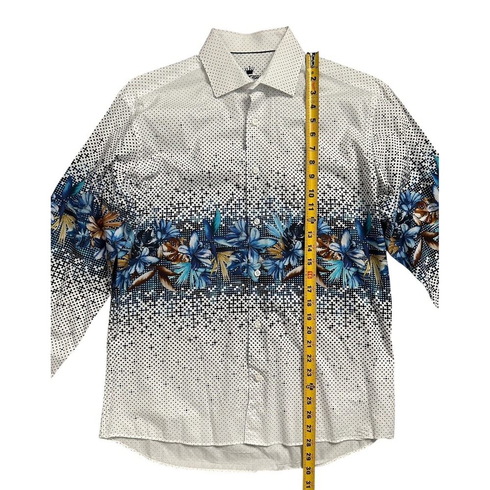 Bertigo Men's Floral & Polka Dot Long Sleeve Button-Up White Shirt Size M‎ - Picture 4 of 9